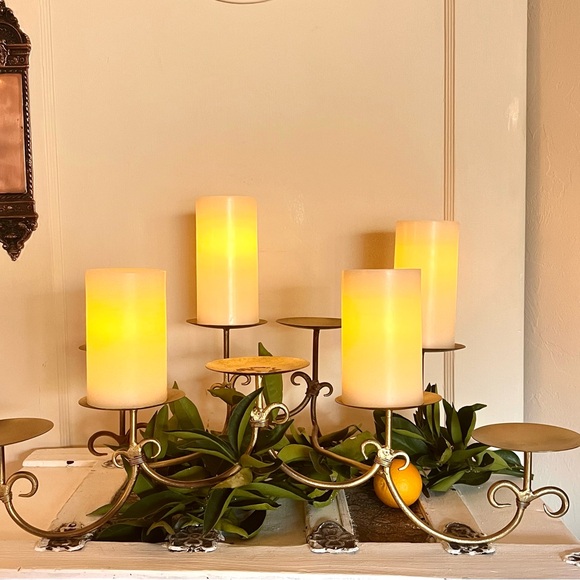 Rustic Iron Scroll 9 Pillar Candle Holder - Picture 1 of 6